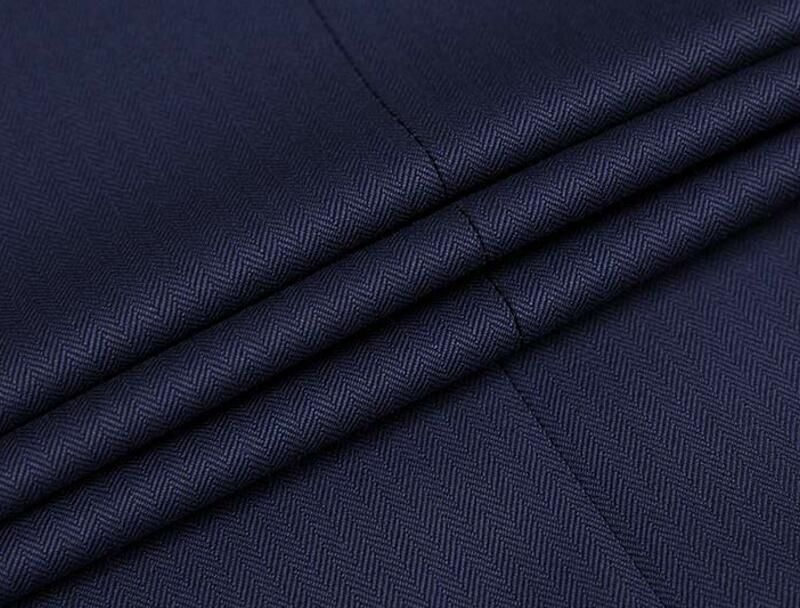 Excelled Herringbone Pinstriped Vigin Wool Suiting Fabric